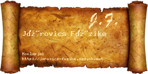 Járovics Füzike névjegykártya